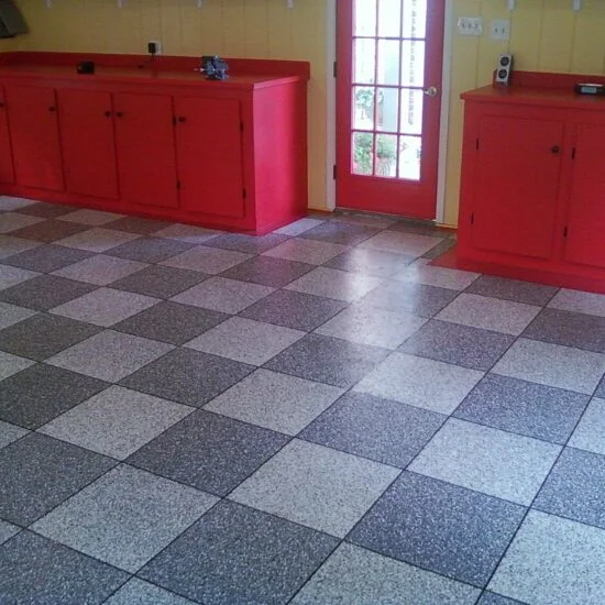 Coated garage floor